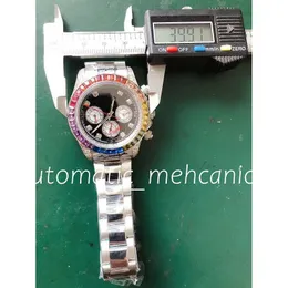 수퍼 품질 남성 시계 40mm 실버 레인보우 화려한 다이아몬드 베젤 자동 기계식 이동 심판 116599 스테인리스 스틸 사파이어 유리 손목 시계