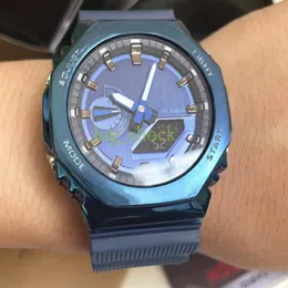 新しいモデルカラーメタルファッションマンズリストウォッチスポーツデュアルディスプレイGMTデジタルLED reloj hombre学生ウォッチR198f