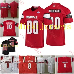 Benutzerdefinierte Louisville Cardinals Fußballtrikot 49 Mark Vassett Monty Montgomery Makhete Gueye Charlie Ely Kenderick Duncan Jaelin Carter Herren Jugend genähte Trikots