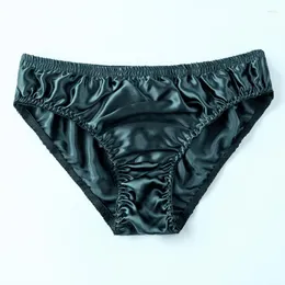 Underpants calcinha de seda homem roupas íntimas lisadas de cetim confortável de cetim suave lingerie sólida de lingerie