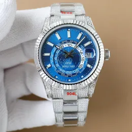 Full Diamond Watch Men Automatic Mechanical Women Wristwatch Montre de Luxe Edelstahlband Mode Armband 42mm