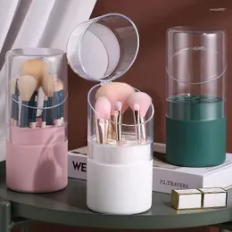 Storage Boxes Dustproof Makeup Brush Bucket Eyebrow Pencil Holder Cosmetic Organizer Desktop Container Lipstick Tube