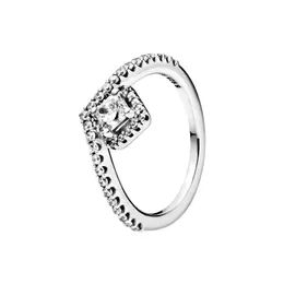 SquaLle Wishbone Ring com caixa original para Pandora autêntica jóias de casamento de prata esterlina para mulheres CZ