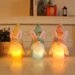 Easter Party Rabbit Gnome with Light Faceless Luminous Bunny Doll Spring Party Ornaments Hanging Pendants Kids Gift Wholesale