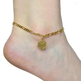Hamserler Paslanmaz Çelik Altın Renkli Mektubu Kadınlar İçin Bilezik Bacak Sandalet Üzerinde Başlangıç ​​Ayak Mücevher Zinciri