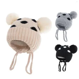 Hats Toddler Baby Warm Knitted Hat - Winter Kids Dot Double Ball Lace Children's Plus Cashmere Pour Enfants