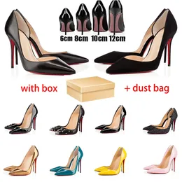 Zapatos de vestir de tacón alto de diseñador de fondo rojo, zapatos de tacón alto de lujo de 6CM, 8cm, 10cm, 12cm, zapatos de punta redonda, zapatos de tacón