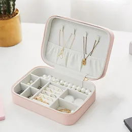 Scatole portaoggetti 2022 Mini scatola portaoggetti da viaggio per gioielli Custodia per ragazza portatile in pelle PU per orecchini, anelli, collane