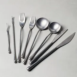 Dinnerware Sets Stainless Steel Cutlery Tableware Western Japanese Retro Set Dessert Cake Couverts De Table KC50TZ