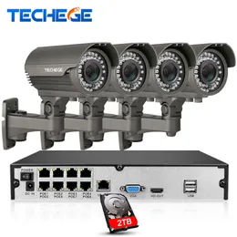 8ch 1080p Beveiligingscamera POE NVR Systeem 2 8-12mm Mandmatig lens 1080p IP Waterdicht P2P Surveillance CCTV-systeemkits254S