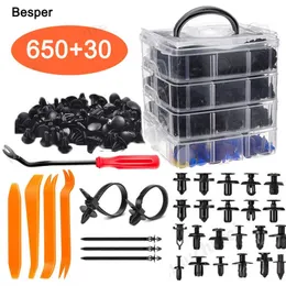 Hand Tools Auto Bumper Car Plastic Rivets Fasteners Push Retainer Kit Door Trim Panel Fender Clips With Cable Ties 1230