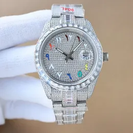 Relógios masculinos diamante relógio mecânico automático pulseira de aço inoxidável 41 mm relógio designer safira à prova d'água