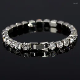 Link Bracelets Minimalist Round Mosaic Zircon For Female Boho Silver Color Bracelet&Bangle Armbanden Voor Vrouwen
