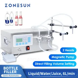 Zonesun semi-auto elektrisk flaska fyllningsmaskin magnetisk pump flaska fyllmedel flytande vatten juice dricker oljeburk förpackningsmaskin zs-mpz2