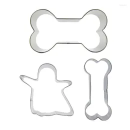 Bakning formar 3 datorer Bone Ghost Cookie Cutter Biscuit Empnawing Machine Cake Decorating Chocolates Soft Candy DIY Tools.