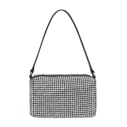 Projektantka damska torba krążkowa bling luksusowy pełny diamentowy łańcuch lampy błyskowej przekątna mała kwadratowa torba