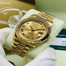 Luksusowe zegarek zupełnie nowa data dnia II 218238 41 mm żółty szampan rzymski facet twarz Umik
