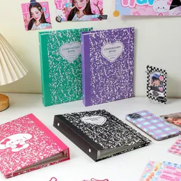 kawaii a5バインダーkpop pocar​​d collect bookノートハードペーパーカバーポストカードストレージスリーブ学校の文房具