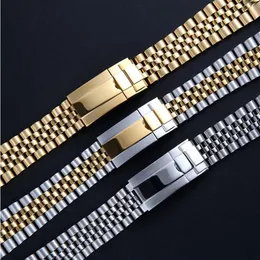 Watchband 20mm Watch Band Strap 316L Paslanmaz Çelik Bilezik Kavisli Son Gümüş İzleme Aksesuarları GMT DATANJUST İZLEYİMİ219B