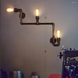 Duvar Lambaları Boru Vintage Retro Loft Endüstriyel Edison Lamba Işıkları Sconce Metal Çerçeve Fabrikası Özellik 3 Kafa Işık