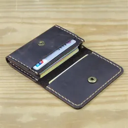 Ręcznie robione vintage oryginalne skórzane uchwyt na kartę kredytową Mężczyźni Mały portfel Kobiet Monety Tourse Buiness Card Case Crazy Horse Cowhide Mal211l