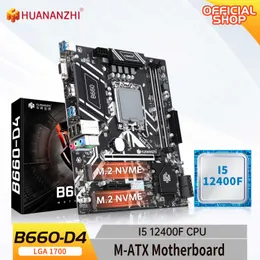 Huananzhi B660 D4 M-ATX Motherboard com Intel Core i5 12400F LGA 1700 suporta DDR4 2400 2666 2933 3200MHz 64G M.2 NVME SATA3.0