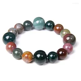 Strand agates armband män polerade 14 mm naurala färgglada agat pärlor armband kvinnor pulseras mujer moda armband pierre smycken