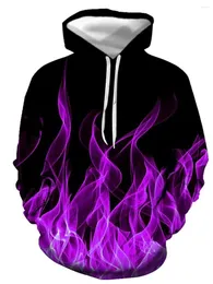 Men's Hoodies Pullover Hoodie Sweatshirt 3D Print Pattern Graphic Hooded Holiday Casual Sweatshirts Long Sleeve Purple Flame