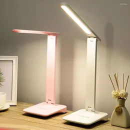 مصابيح طاولة مصباح مكتب LED مصباح Dimmable Touch Bedside study قراءة الضوء 3 ألوان تغيير منافذ USB القابلة لإعادة الشحن