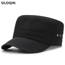 Berets SILOQIN Summer Adult Men's Thin Breathable Military Hats Snapback Cap Casual Men Flat Sun Protection Fishing Hat Sports Caps