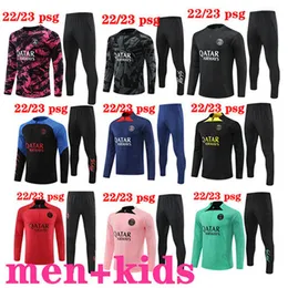 2022 2023 PSGS Football Tracksuit 2021 2022 Estilo clássico Paris Mbappe Soccer Jersey Treining Treining Treining Metle Pull Manga Longa Sergio Ramos Verratti Icardi Crianças Adultas