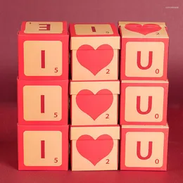 Wrap regalo 3pcs Kraft Paper Suprise Box Square quadrati per San Valentino Fai da te Fai da te Festival Festival Feste