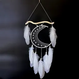 Creative Moon tecida Dream Catcher Hanging Decoration Gradue Gift Wind Chimes Pingente Tanabata Presente de aniversário 2890