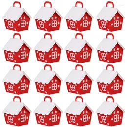 Gift Wrap 25st Christmas Red Little House Candy Box Cookie Påsar för att ge Treat Boxes Packing Cases