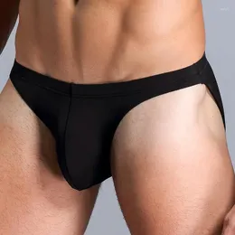 Underpants 남성용 섹시한 엉덩이 리프팅 저-웨이스트 U- 컨버스 파우치 브리프 솔리드 Homme Ice Silk Briathable Elastic Undwear 2XL