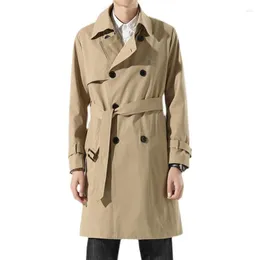 Trench da uomo Autunno 2023 Giacca invernale da uomo in pile Giacca a vento da uomo Cachi nero Business Cappotto lungo classico da uomo doppio petto retrò