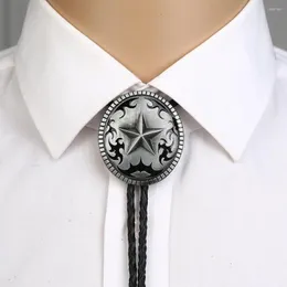 Bow Ties KDG Western Cowboy Zinc Eloy Five-Pointed Star Pattern Bolo Tie Denim Shirt Accessories Män och kvinnor presentföremål