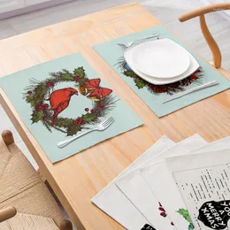 테이블 매트 2022 크리스마스 만화 인쇄면과 린넨 절연 플레이스 매트 맞춤형 가정 방수 서양식 음식