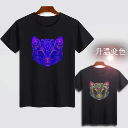 Camisetas masculinas 2022 Tecnologia Mudança de cor de camiseta Face de manga curta Todas
