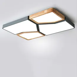 Luzes de teto LUZES DE LED LED LED LUPLTURES RETANGLE Escritório Iluminação de superfície comercial Luz de estudo para refeições de madeira