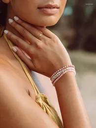 Strand oaiite 4mm Rose Quartz Beads Armband för kvinnor män natursten rodonit elastiska pärlor par energarmband smycken gåva