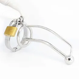 Beauty Items BDSM Male Chastity Belt With Urethral Stainless Steel CBT Penis Ring Cock Cage Lock s Adult sexy Toys For Men