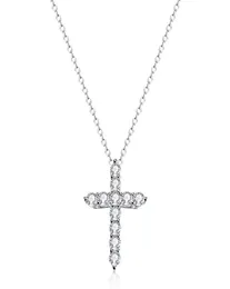 7A Modedesigner Womens Halskette Luxuskristallkreuz Anhänger 925 Sterling Silber AAAAA Girl Valentinstag Weihnachtsgeschenk mit 9484195