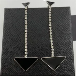 Women Triangle Letter Stud Earring Designer Classic Long Tassel Earrings Diamond Aretes Ladies Fashion Jewelry Accessories for Gift Party