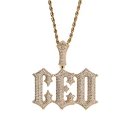 Retro A-Z Custom Glitch Letters Anhänger Halsketten 18K echt vergoldet Hip Hop Schmuck