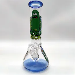20CM 8 Inch Heady Bong Glass Bong Blue Tip And bottom Pickle Wasp Hookah Water Pipe 14mm Down stem And Bowl 2 In 1 Ready for Use