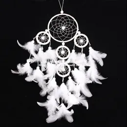 White Dream Catcher Dekorativa f￶rem￥l F￤rgade tjejrumsdekoration Fj￤der h￤ngande ornament br￶llopsskytte rekvisita 1223582