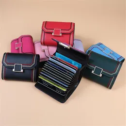 2020 läder plånbok liten kvinnas plånbok mini mjuk kohud kort ren färg kreditkort plånböcker innehavare svart ze3008