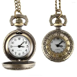 Pocket Watches Fashion Vintage Watch Alloy Roman Number Dual Time Display Clock Necklace Chain Birthday Gifts HSJ88