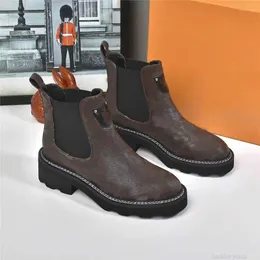 Lyxdesigner Beaubourg sedan 1854 Ankel Brown Boot Fashion Woman Heel Bootie Line Ranger stövlar med originallåda